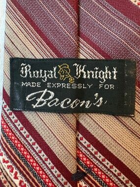 Vintage Royal Knight Striped Tie Made For Bacon’s Department Store Louisville KY